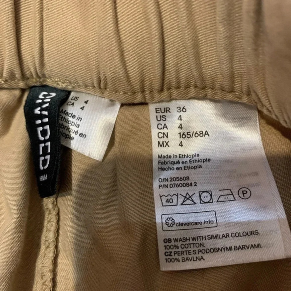 H&M Divided Women's Fitted Cargo Utility Pants Brown Pockets Size 4 - Picture 7 of 10